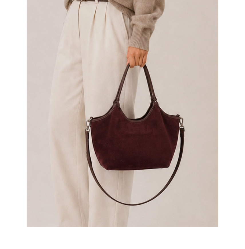 Genuine Leather & Suede Tote B Genuine Leather & Suede Tote B