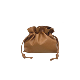 Genuine leather drawstring pou