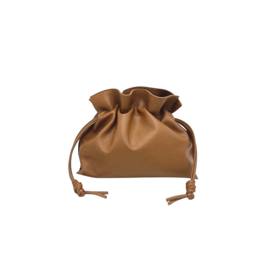 Genuine leather drawstring pou