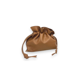 Genuine leather drawstring pou