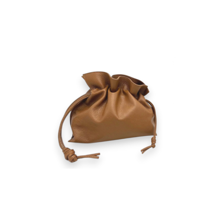 Genuine leather drawstring pou