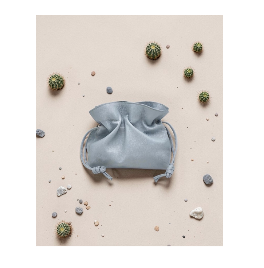 Genuine leather drawstring pou